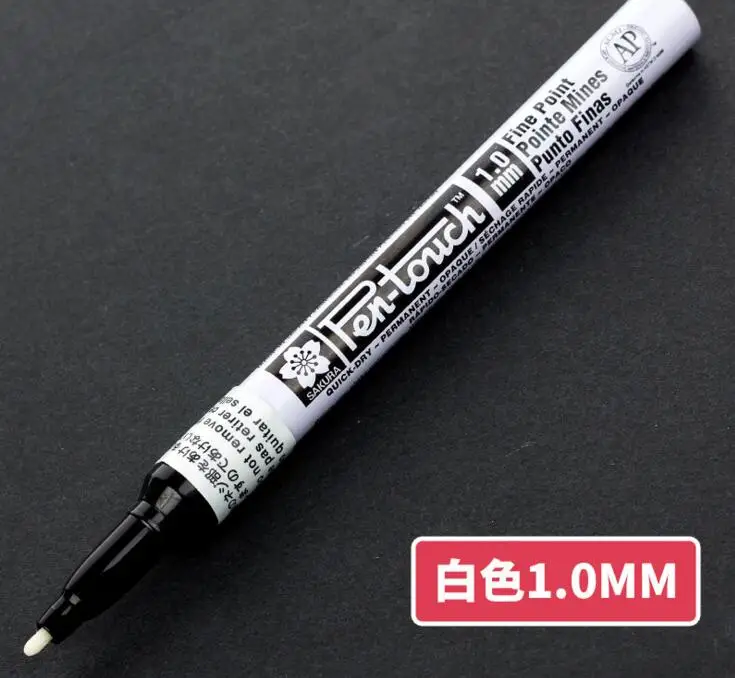 SAKURA ручка-сенсорные Маркеры цвета "металлик" непрозрачные масляные краски ручки 0,7 мм 1,0 мм 2,0 ММ белое золото серебро Япония - Цвет: 1mm White