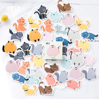 

45pcs/pack Multi-color Cat Adhesive Stickers Decorative Album Diary Stick Label Paper Decor Stationery Stickers