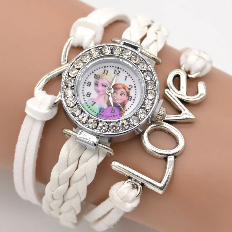 Модные ювелирные изделия мультфильм фигура девушки сердце Шарм Браслеты Дети Подарочные наручные часы