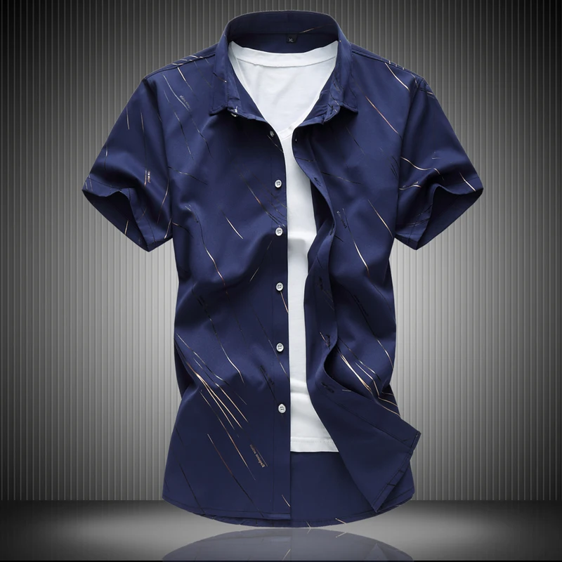 Фирменное высококлассное Бизнес Для мужчин рубашка. Модная мужская Европейская стильная модная мужская летняя рубашка большого размера с коротким рукавом 5XL 6XL 7XL