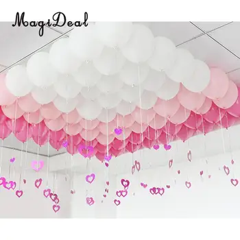 

100 Shiny Heart Hanging Foil Balloon Swirl Tinsel Wedding Party Ceiling Decoration