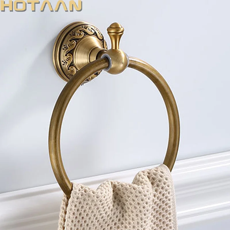 Bathroom Towel holder, Solid Aluminium Wall Mounted Round Antique Brass