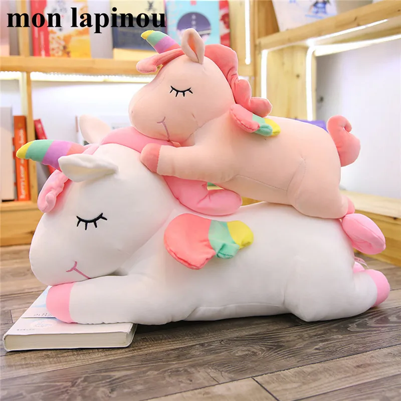 Kids Unicorn Pillow Plush Toy Stuffed Cushion Soft Furry Smiling Doll Sofa Couch