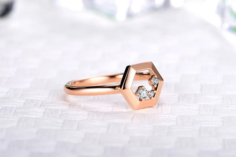 ZOCAI Бранг кольцо соты серии Real 0.05 карат кольцо с бриллиантом 18 К розовое золото (Au750) JBW90224T