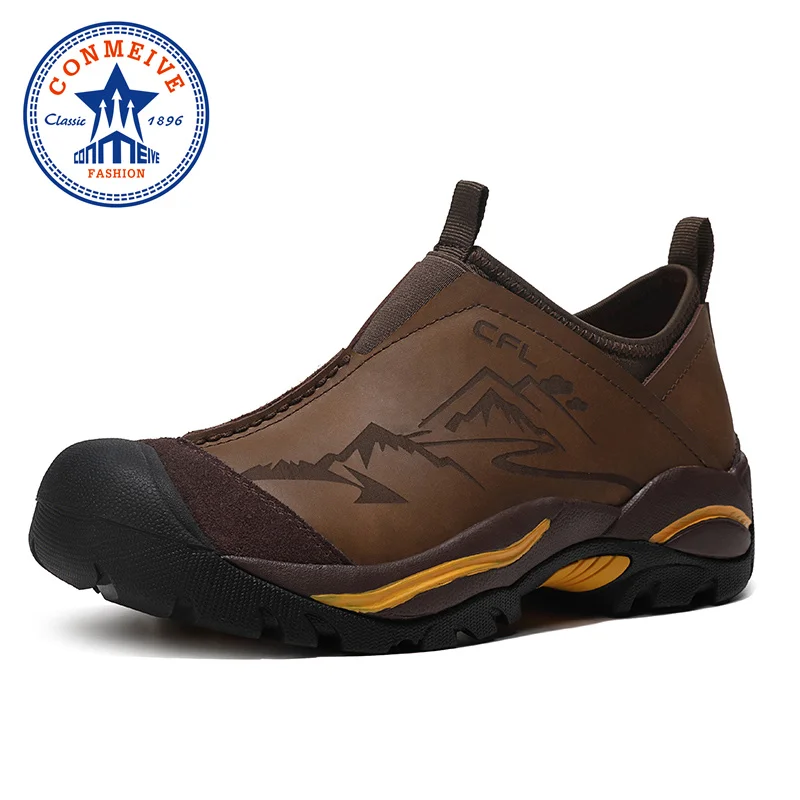 Kopen Professionele Waterdichte Trekking Mountain Schoenen Heren Outdoor Jacht Toerisme Wandelschoenen Echt Leer Klimmen Mannen Sneakers