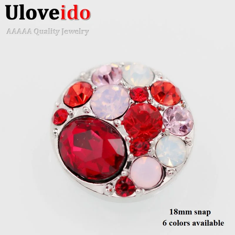 

Uloveido DIY Jewelry Crystal Button Charm Red Blue Green Crystal Bracelets for Women Fit 18MM Buttons UCA1696