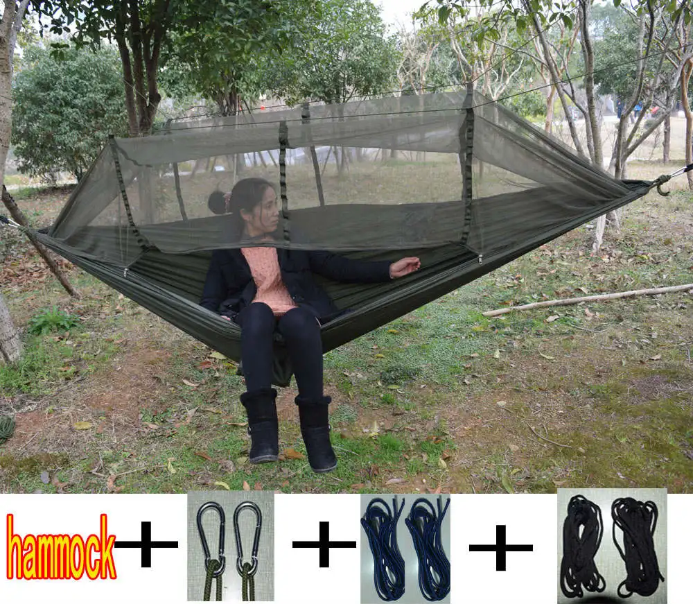 2017 Newest Fashion Handy Hammock Single Person Portable Parachute Fabric Mosquito Net Hammock for Indoor Outdoor