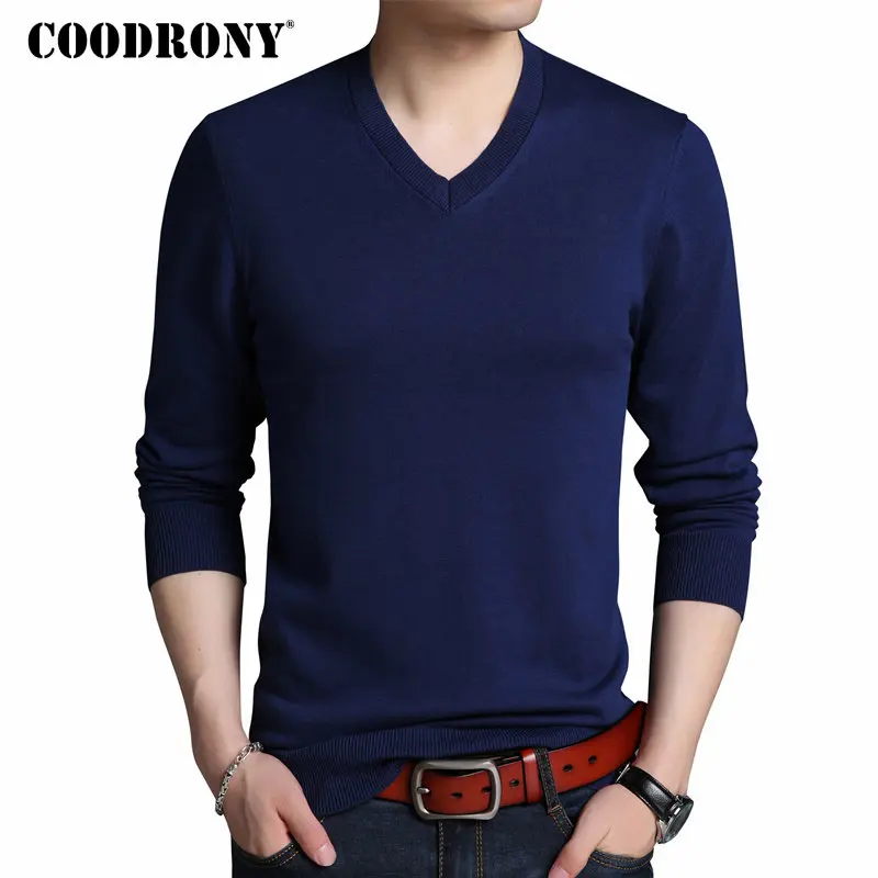 COODRONY Autumn Winter Mens Wool Pullover Sweaters Casual