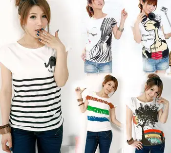 

18 to 24 years new summer casual cotton slim short Sleeve tops tees t shirts for women fashion girls tshirt