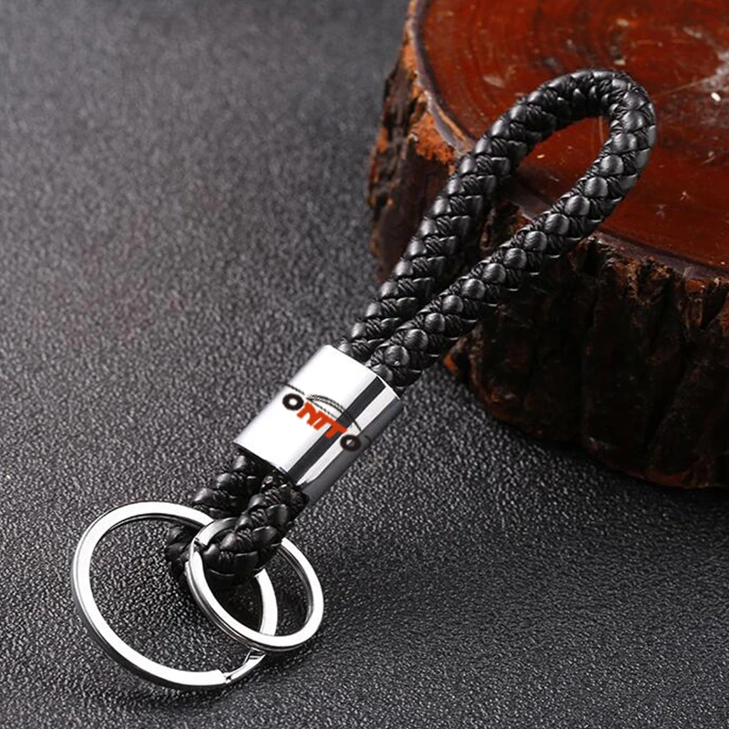 1pcs Braided Leather Rope Handmade Woven Keychain Zinc Alloy Charm Key