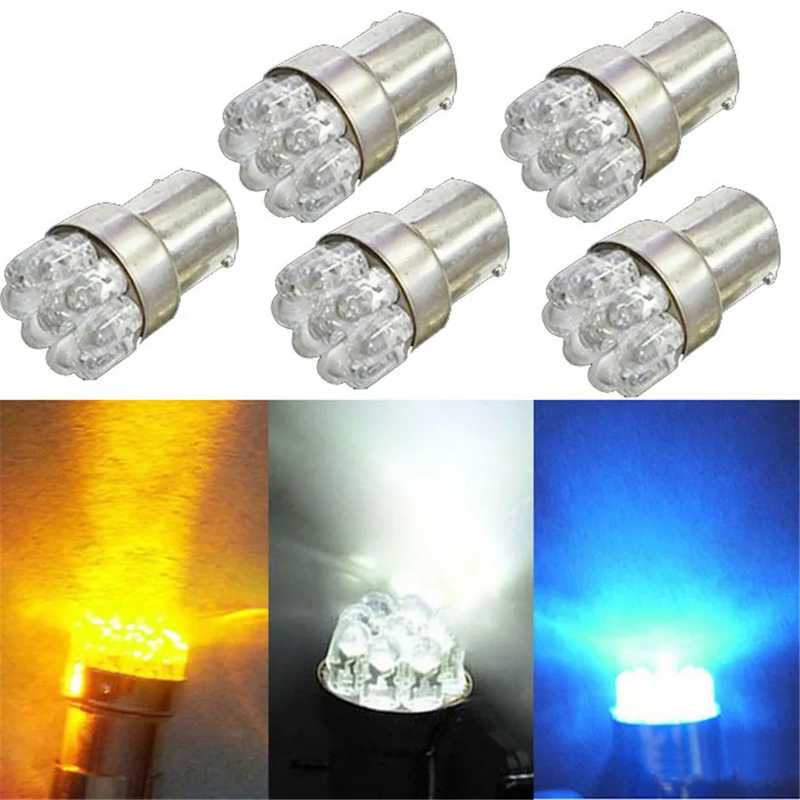 Newest 5 x Car G18 9SMD White Yellow Blue Led Turn Brake Taillights Lights Lamp Bulb