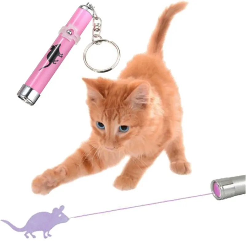 Креативный и забавный питомец Catoys светодиодный лазерный проектор ручка с яркой мультипликационная мышь случайный цвет - Color: Pink
