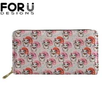 

FORUDESIGNS Long PU Female Purses& Wallets 3D Cartoon Cartoon Cat Printed Casual Wallet For Women Purse For Coins Cartera Femme
