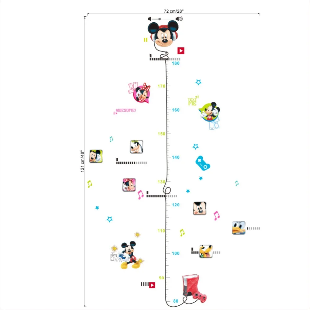  Minnie Mickey Mouse Frozen Car Princess Theme kids Height wall Sticker Bedroom Living Room Kinderga - 32958177530