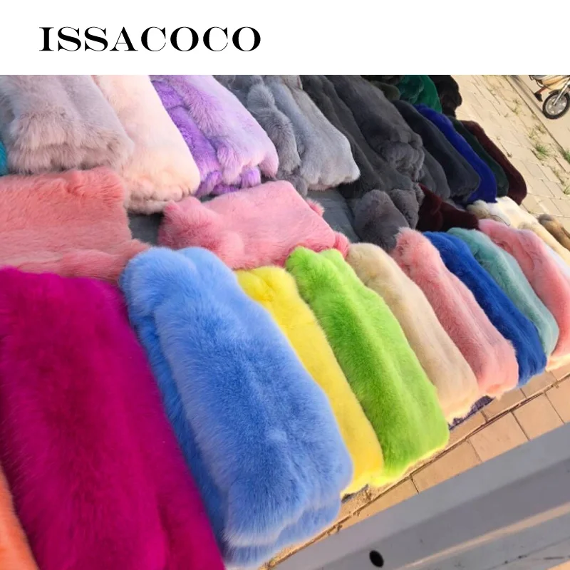 Сланцы ISSACOCO женские из натурального Лисьего меха меховые комнатные шлепанцы