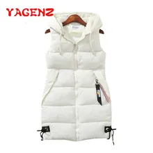 YAGENZ, плюс размер, женский жилет, зимняя куртка, с карманами, с капюшоном, пальто, теплый, Повседневный, с хлопковой подкладкой, жилет для женщин, тонкий, без рукавов, жилет 174