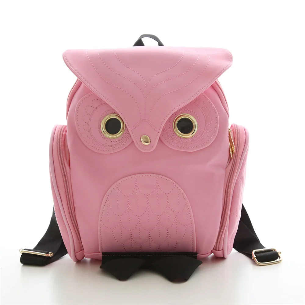 Женский рюкзак, новинка, стильный, крутой, черный, из искусственной кожи, Сова, рюкзак, женская сумка на плечо, школьные сумки, Herald Fashion mochila - Цвет: pink