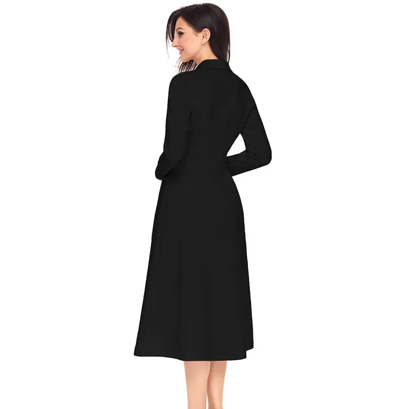 Black-Vintage-Button-Collared-Fit-and-flare-Dress-LC61803-2-2