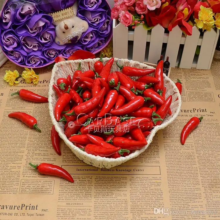 Artificial Simulation Red pepper plastic chili Artificial Vegetables Photography Props Christmas Ornaments Weddding party home decorations