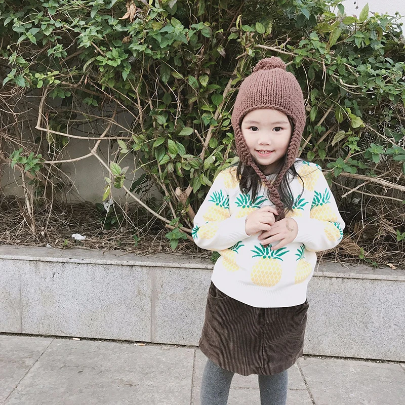 Autumn Winter Children's Clothing Cartoon Pineapple Knitted Sweaters Kids Baby Boys Girls Cotton Sweaters Tops