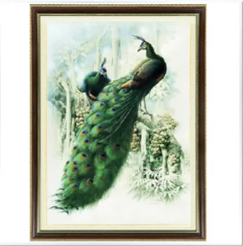 

Printed Fabric Factory Shop Cross Stitch Kit Green Peacock Aniaml Tree Free Shipping