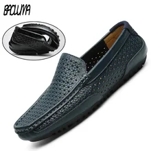 Высококачественная кожаная мужская повседневная обувь; Мужская Летняя обувь; дышащая износостойкая мужская обувь на полой подошве с мягкой подошвой