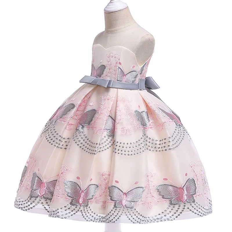 Платье принцессы из органзы с вышитыми бабочками для маленьких девочек; вечерние платья для маленьких девочек; модная детская одежда