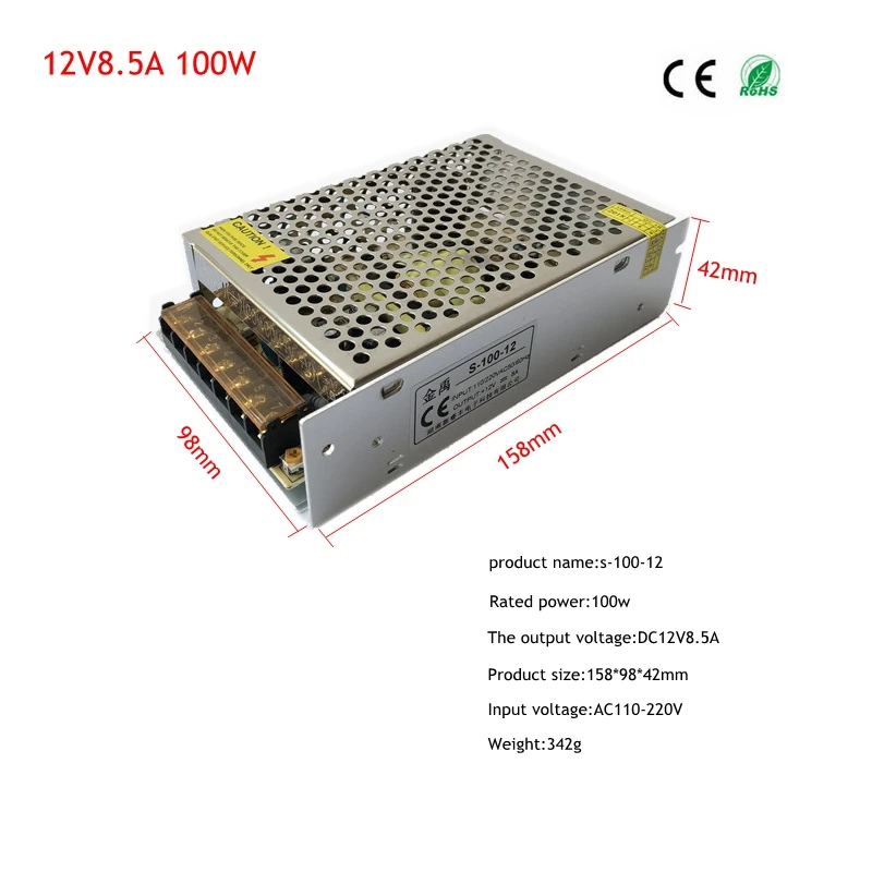 DC 12 V Драйвер светодиодной ленты Мощность адаптер 2A 3A 5A 10A 15A 20A переключатель Питание AC110V-220V 24В преобразователь Мощность 60 Вт 78 120 W