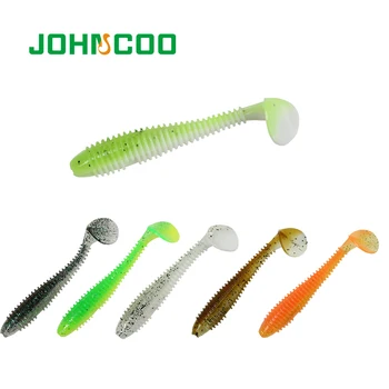 

JOHNCOO Fishing Lure Soft Lure 10Pcs /lot Silicone Soft Flexible Double Color Lure Fishing Tackle Soft Fishing Lures Swimbaits