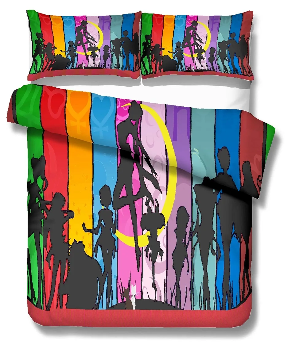 Naruto Moon Bed Linen Set Rainbow Strip Pattern Bedding Set Cartoon Anime Theme Dvet Cover Set 3PCS with 2 Pillowcase Bedclothes Naruto Moon Bed Linen Set Rainbow Strip Pattern Bedding Set Cartoon Anime Theme Dvet Cover Set 3PCS with 2 Pillowcase Bedclothes