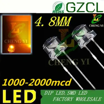 

Good quality 4.8mm Orange straw hat package dip led 600-610nm LED blub 1000-2000mcd