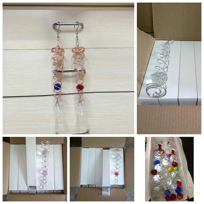 Random Coppery Silver The Spiral Twister Crystal WIND SPINNER Glass ball Color Changing Wind