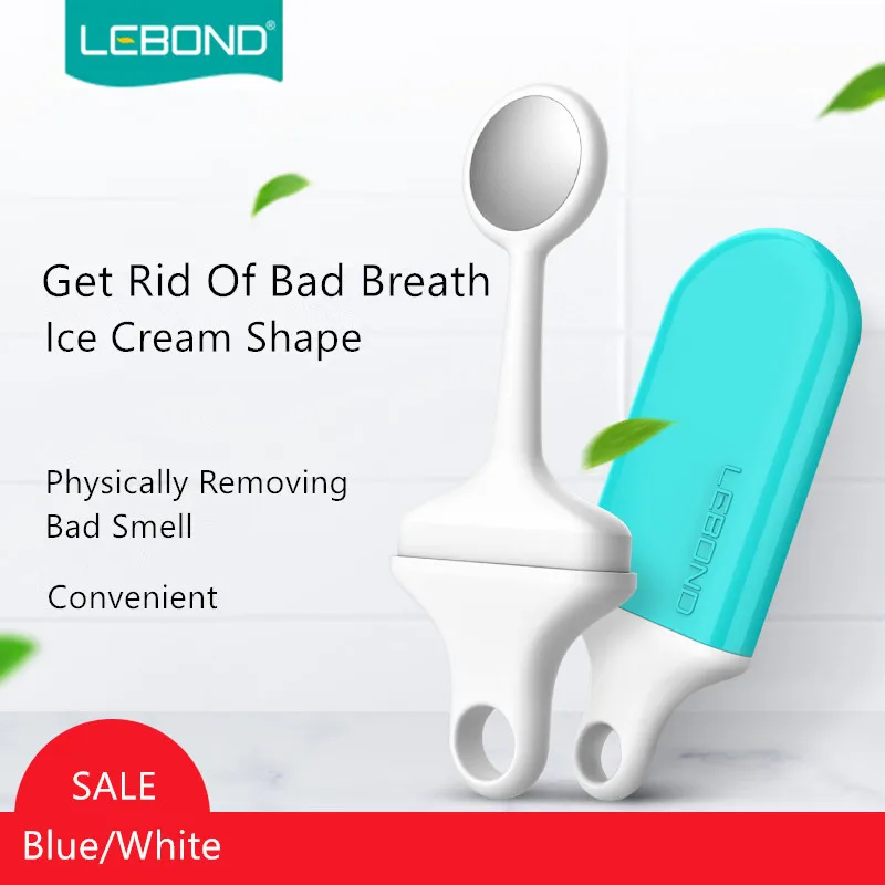 LEBOND Fresh Breath Stick Dental Tongue Scraper Cleaner Oral Care 1 Pc Blue/White