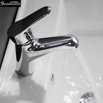 

Free Shipping Solid Brass Gravity Casting Chrome Basin Faucet Single Handle Hot and Cold Water Mixer Bathroom Sink Basin Tap