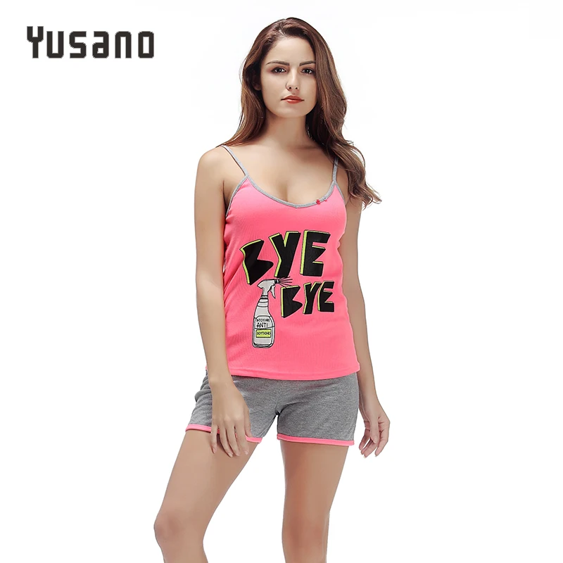 

Yusano Pajamas Sets Women Cotton Sleepwear Sets Letter Print Pink Green Nightwear Pijama Unicornio adulto Pyjama Licorne