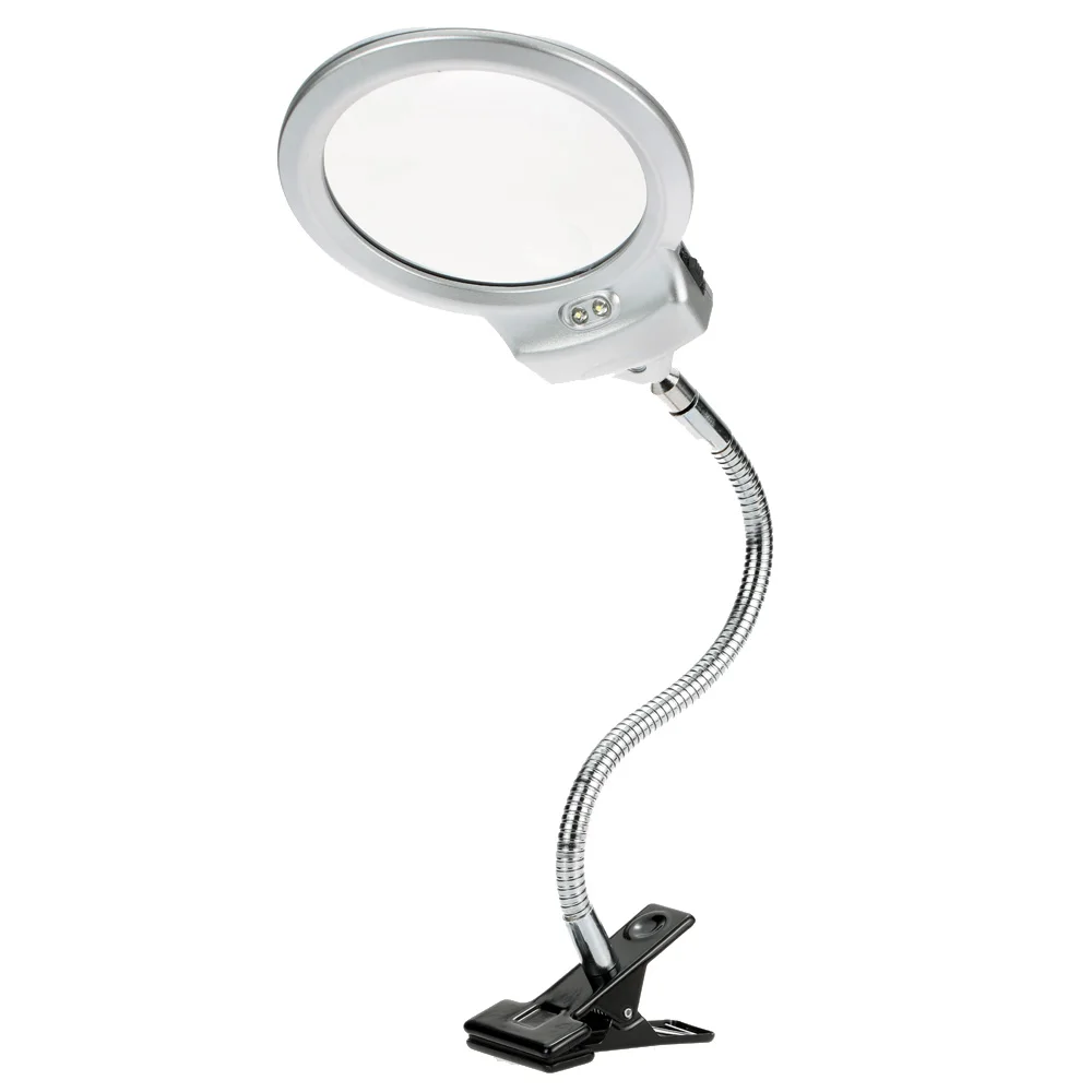 2,5X107 мм 5X24 мм светодиодный осветительный Лупа металлический шланг увеличительные очки лупа для третьей руки Настольная лампа для чтения светильник+ зажим