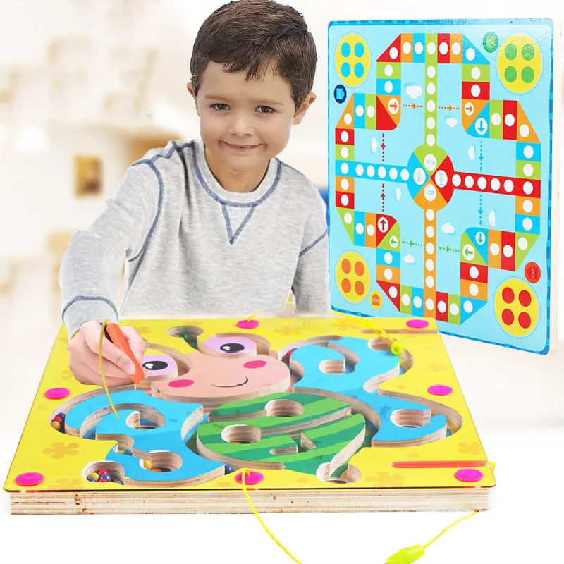 

OUY Wooden Children's Magnetic Pen Labyrinth Puzzle Ball Track Early Learning Baby Toy