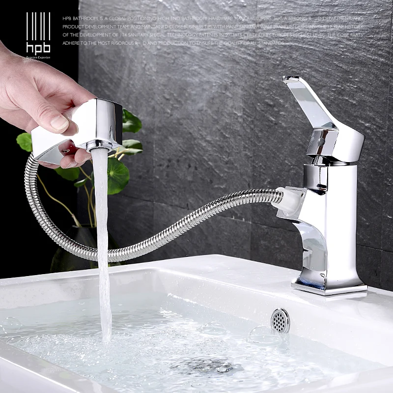 

copper single hole pull type faucet stretching tension leading Shampoo