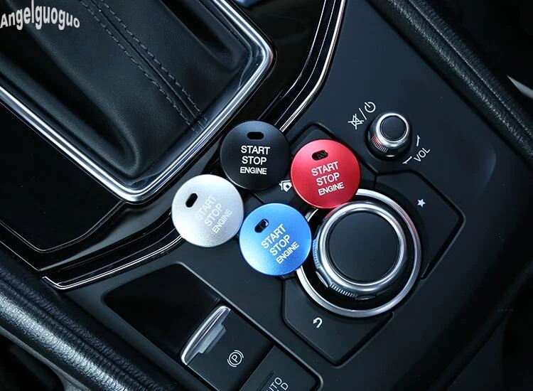 6 цветов, кнопка запуска двигателя автомобиля, украшение, бесключевая система, переключатель, крышка для Mazda 3 6 CX-4, CX-5, Axela ATENZA, автостайлинг