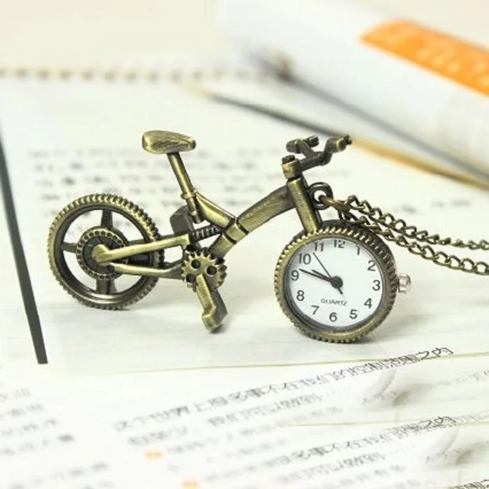 Оптовая продажа ретро мода ювелирных изделий Bicycle ожерелье часы женщины
