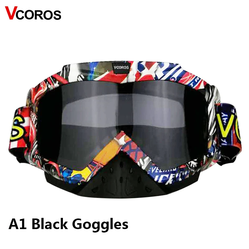 VCOROS Motocross Goggles Adult ATV Dirtbike Downhill skiing Goggles Chrome Silver Lens 