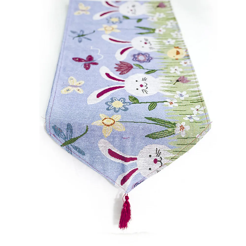 Bunny Rabbit Easter Eggs Table Runners Modern Cotton linen Tablecloths Party Decoration Table Runne