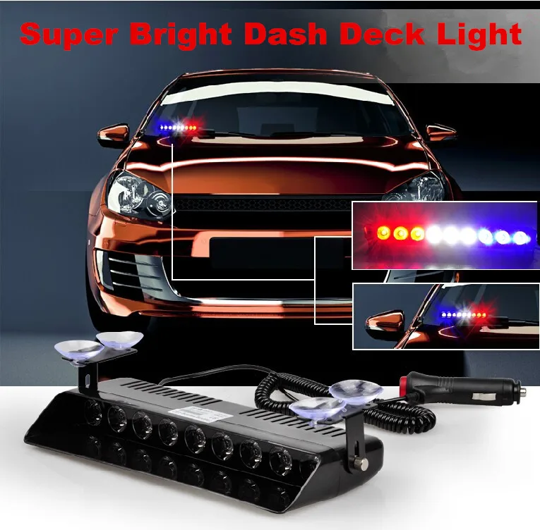 LED Blue Red Visor Dashboard Emergency Strobe Car Warning Lights
