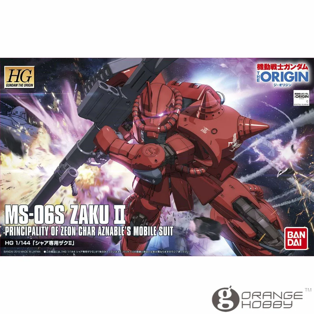 

OHS Bandai HG Origin 001 1/144 MS-06S Char's Zaku II Mobile Suit Assembly Model Kits oh