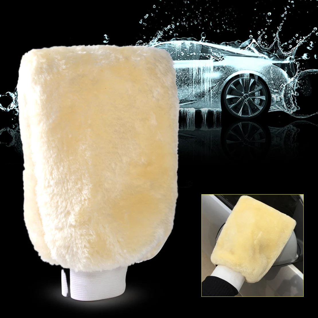 Car Soft Double Wool Wash Glove Hand Wash Cleaning Duster Brush