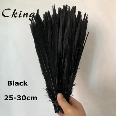 Black Дюймовых 10-12 25-30 см хомут для шеи перья из хвоста фазана - Цвет: Black