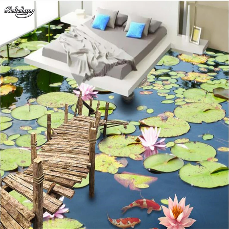 beibehang Custom large-scale murals high-definition pond water lacquer 3D floor thickening waterproof pvc wear film new k5 2pcs replacement filter scale inhibition carbon filter for instant boiling hot water tap filter