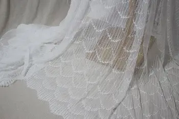 

GLace 3M/Lot 100% Polyester wave pattern eyelash lace fabric dress bottoming shirt wedding dress veil accessories TX634
