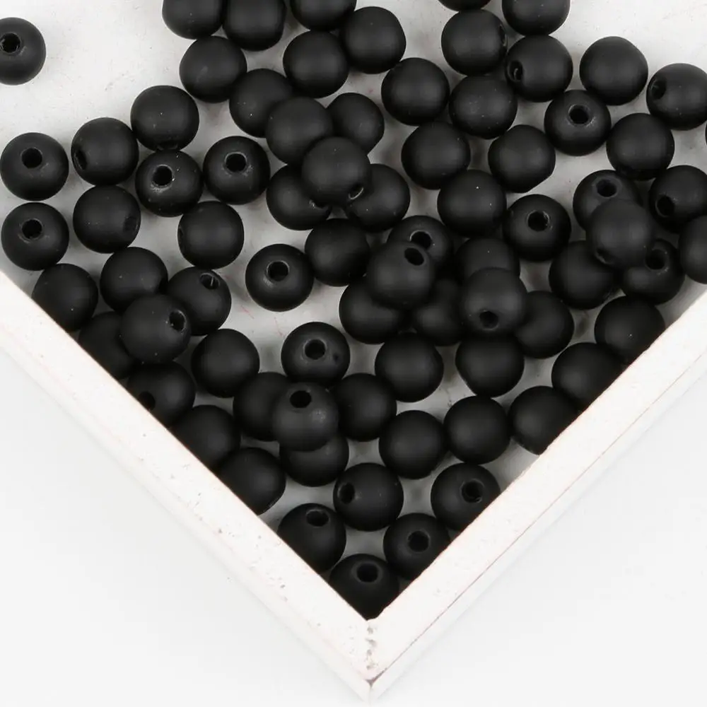 Pick Size 6-16mm Hot Sale 15-200pcs Matte Black Acrylic Pearl Round Beads Imitation Pearl Beads for DIY Bracelets Jewelry Making