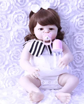 

23" Full Silicone Reborn Girl Baby Doll Toy Lifelike handmade modeling infant dolls baby Child play house bonecas for sale